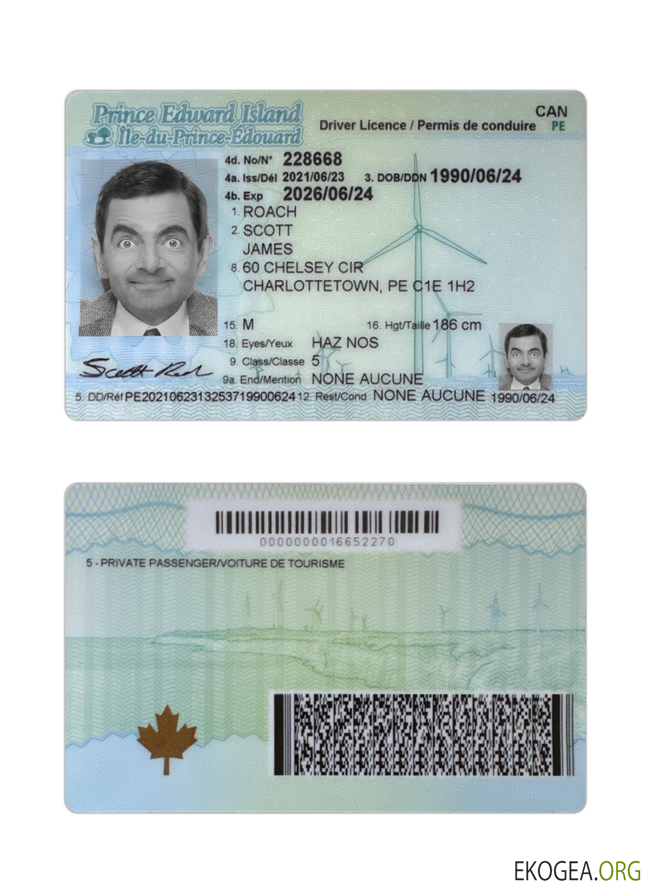 Canada Prince Edward Island driving license